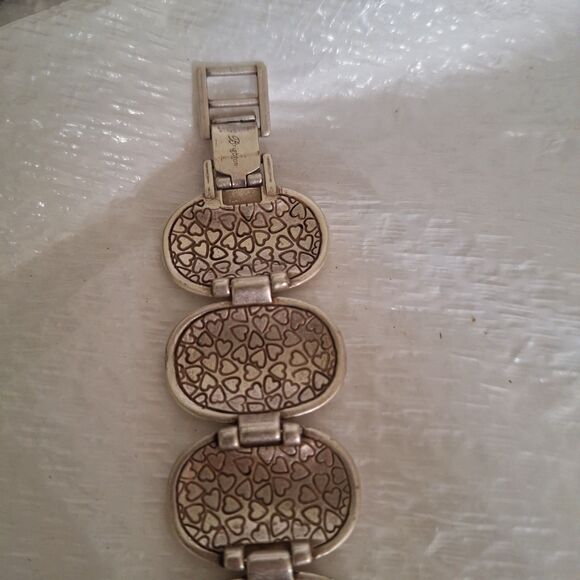 A Brighton Women's Panel Bracelet Textured Silver Tone Scroll Boho Vintage 90's - Picture 6 of 9